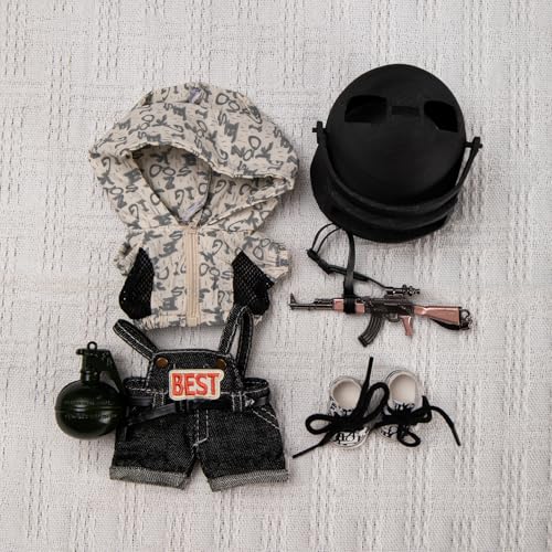 Geeignet für 17 cm trendige Puppenkleidung, Hosen, Hüte, Schuhe, Accessoires, Helme der Stufe 3 (Hühnerpullover, Overall, 6-teilig) von Generic