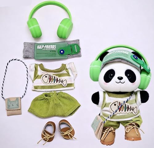 Geeignet für 17 cm trendige Puppenkleidung, Hosen, Röcke, Brillen, Hüte, Schuhe, Kopfhörer-Zubehör (Fischgräten-Set, Martin-Stiefel + Kopfhörer) von Generic