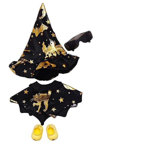 Geeignet für 17 cm trendige Puppenkleidung, Hosen, Röcke, Brillen, Hüte, Schuhe, Kopfhörer-Zubehör (Halloween-Goldbrille) von Generic