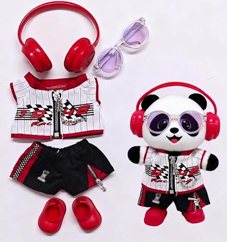 Geeignet für 17 cm trendige Puppenkleidung, Hosen, Röcke, Brillen, Hüte, Schuhe, Kopfhörer-Zubehör (Rennanzug, 5-teiliges Set) von Generic