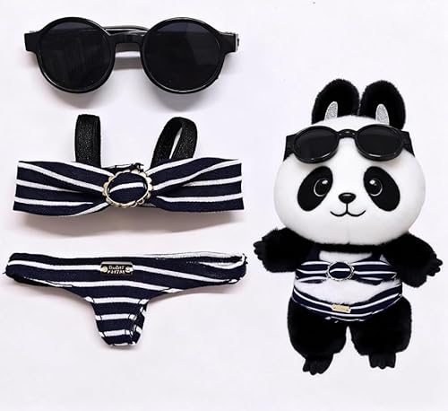 Geeignet für 17 cm trendige Puppenkleidung, Hosen, Röcke, Brillen, Hüte, Schuhe, Kopfhörer-Zubehör (blauer Bikini + Sonnenbrille) von Generic