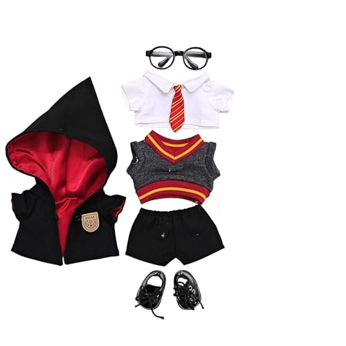Geeignet für 17 cm trendige Puppenkleidung, Hosen, Röcke, Brillen, Hüte, Schuhe, Kopfhörer-Zubehör (magisches 7-teiliges Set [rot]) von Generic