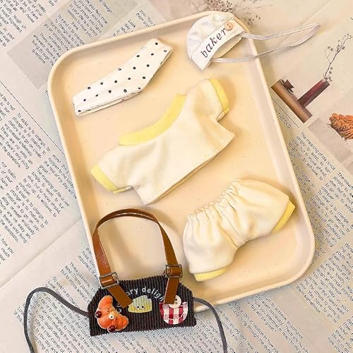 Geeignet für 17 cm trendige Puppenkleidung, Hüte, Hosen, Accessoires (Koch und Handwerker (Stirnband + Lätzchen + Schürze + Oberteil + Hose)) von Generic