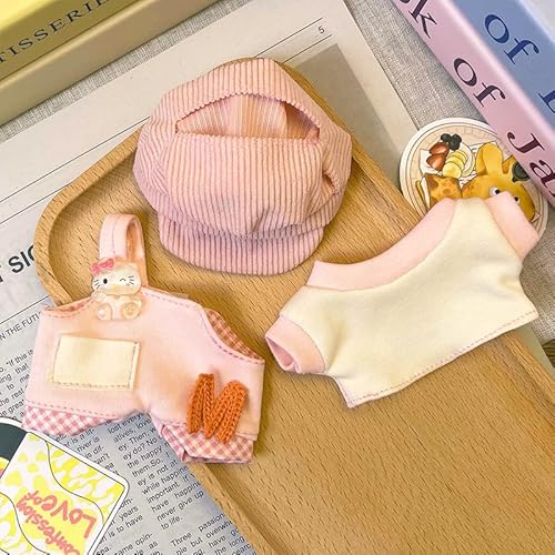 Geeignet für 17 cm trendige Puppenkleidung, Hüte, Hosen, Accessoires (rosa süße Kapuze (Kappe + T-Shirt + Overalls)) von Generic