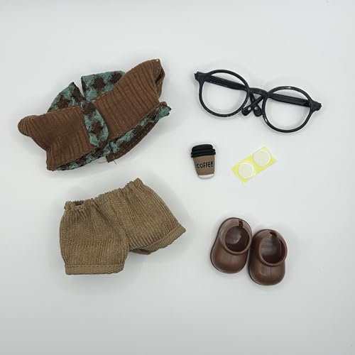 Geeignet für 17 cm trendige Puppenkleidung, Hüte, Hosen, Schuhe, Brillen (College Brown Shirt) von Generic