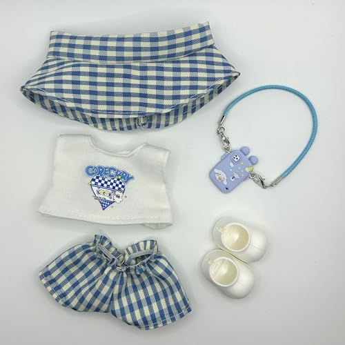 Geeignet für 17 cm trendige Puppenkleidung, Hüte, Hosen, Schuhe, Brillen (passend zu blauen Streifen) von Generic