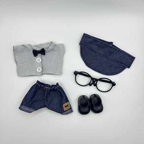Geeignet für 17 cm trendige Puppenkleidung, Hüte, Hosen, Schuhe, Brillen (volle Denim-Streifen) von Generic