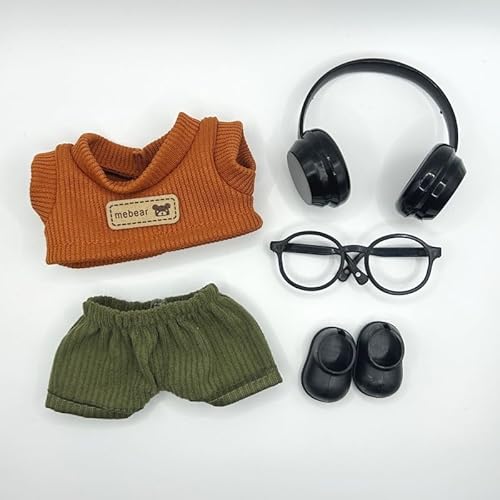 Geeignet für 17 cm trendige Puppenkleidung, Hüte, Hosen, Schuhe, Brillen (volle Kombination aus Gelb und Orange) von Generic