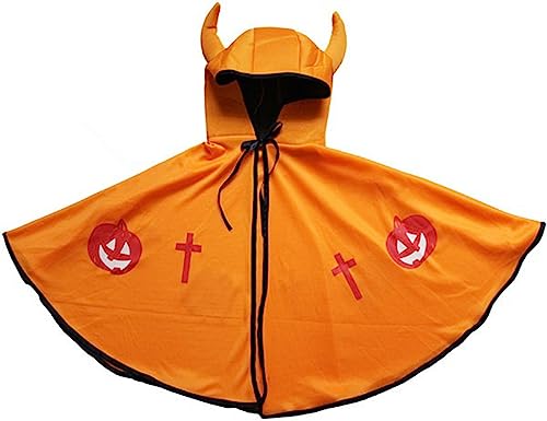 Gehörnte Halloween Capes Kapuze Kinderumhänge Halloween Party Requisiten,Orange von Generic