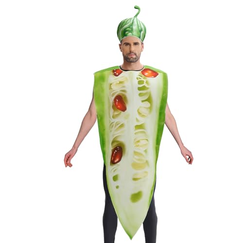 Gemüse Kostüm für Erwachsene | Bittergemüse Halloween Rollenspiel Outfit | Partyzubehör für Performance | Verkleiden Geburtstag Schule Events Fotoshoot Karneval Frauen Männer Teens Paare von Generic