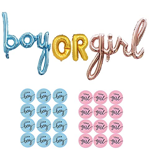 Gender Reveal Party Dekorationen Hintergrund Jungen oder Mädchen Folienballons mit 120 Stück Jungen oder Mädchen Aufkleber für Babypartydekorationen Gender Reveal Party Dekorationen Hintergrund Jungen oder Mädchen Folienballons mit 120 Stück Jungen oder Mädchen Aufkleber für Babypartydekorationen von My Pet Elephant
