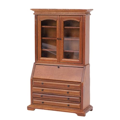 Generic 1/12 Dollhouse -Bücherregal, Miniaturschrank Display -Modell Dekoration Doll House Accessoires für Kind, Erwachsene (Kastanienbraun) von Generic