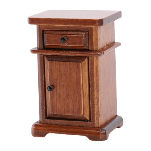 Generic 1/12 Skala Dollhouse -Nachtschrank, Miniatur -Schlafzimmer Schubladenschränke Puppenhausmöbel für (Kastanienbraun) von Generic
