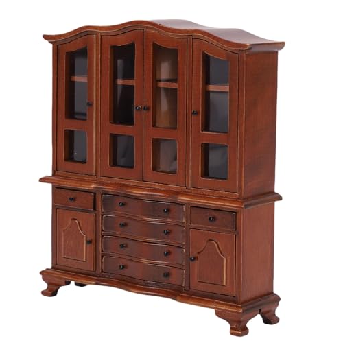 Generic 1/12 Skala Miniaturschrank, Dollhouse Bookshelf Display Regal Mini Bücherregal Dekorationen für (Kastanienbraun) von Generic
