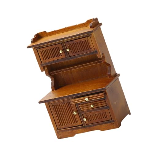 Generic 1/16 Dollhouse Bücherregal Display Schrank Puppenhauszubehör Kreativ für Schlafzimmer Holz Robuste Puppenhauslagerschrank, Braun von Generic