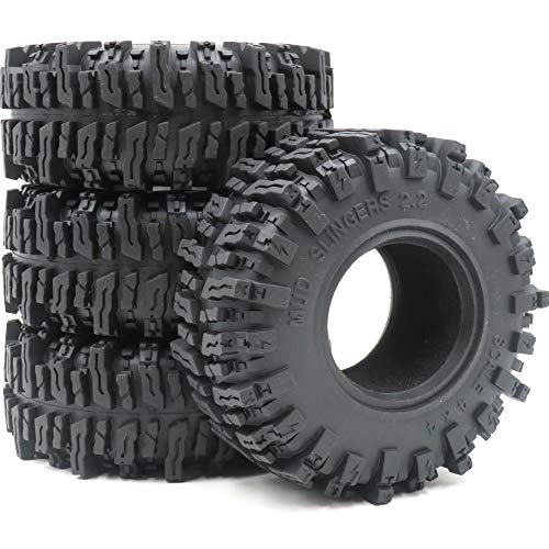 Generic 4Stk RC 2.2 Mud Slingers Reifen Super Grip Soft Rock Crawler Truck Tires Tyre Höhe 124mm/4,88inch Fit 2.2 Beadlock Felgen Wheels Rims von hobbysoul