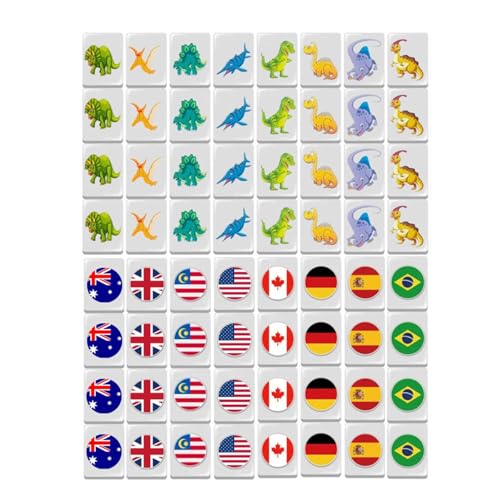 Generic 65 Sets Fahnenmuster Fahnen Set Mahjong Flagge Puzzle Block Fahnen Set | Mahjong Fliesen Set mit Fahnen | Blöcke Spiele Flucht von Generic