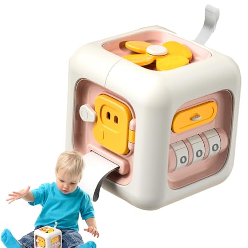 Generic Aktivitätswürfelspielzeug,Montessori-Würfelspielzeug | 6-in-1 Sensory Busy Cube mit Sound,Entwicklungswürfel für Kinder zum frühen Lernen für Wohnzimmer, Spielplatz, Flugzeuge von Generic