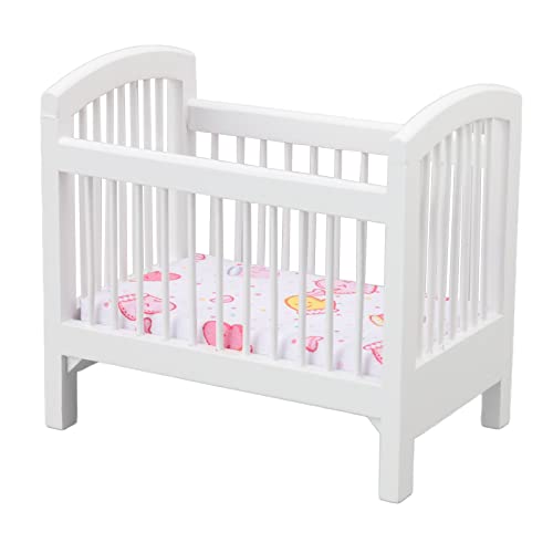 Generic Babypuppenkrippe, Puppenhauszubehör und Möbelmöbel von Baby Bunk Bed Dollhouse Möbelzubehör Babydoll Krippe Miniatur Schlafzimmer Krippe für 1:12 Puppenhaus Weiß von Generic
