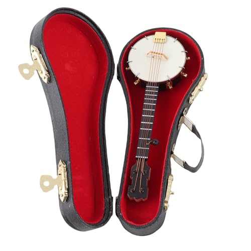Generic Banjos, Miniatur Banjo Model Lifelike Glatter Oberflächen Puppenhauszubehör mit Klassenspeicherbox Musikinstrumente für Erwachsene für Geschenke Spielzeugdekoration von Generic