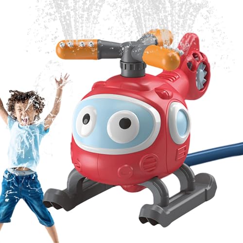 Generic Cartoon-Sprinkler, Helikopter-Sprinkler für Kinder,Hinterhof-Wasserspielzeug - 45-Grad-Drehung Wasserdruck-Sprinkler, rotierendes Sprinklerspielzeug, Kindersprinkler-Hofspaß von Generic