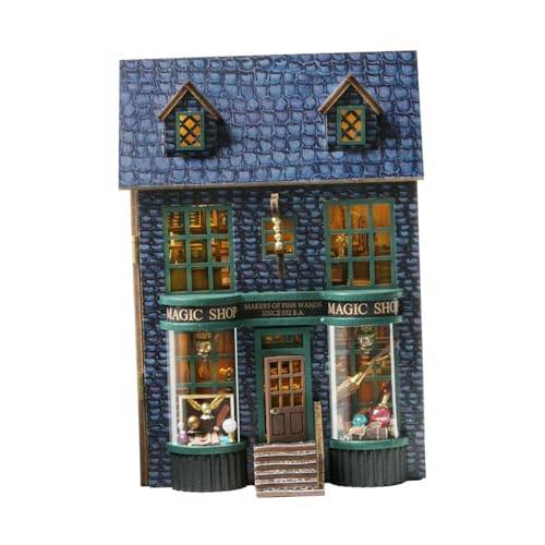Generic DIY-Miniatur-Puppenhaus-Bausätze aus Holz, kleine Haus-Bausätze, kreative Sammlung mit LED, handgefertigtes 3D-Holzpuzzle für Jungen und Mädchen, Geschäft von Generic