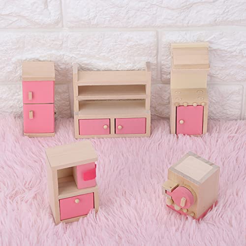 Generic Dollhouse Möbel, Puppenhaus Accessoires und Möbelpuppenhausmöbel Mini Lebensee Simulation Holzmöbel für 1:12 Puppenhaus Accessoire (Küche) von Generic