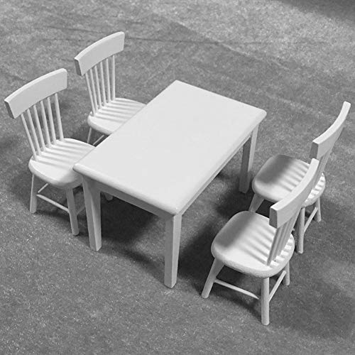 Generic Dollhouse -Stühle, Puppenhaus Möbel Puppenhaus Accessoires und Möbel Miniatur Holz Essstuhl Dollhouse Wohnzimmermöbel für 1:12 Accessoire (White) von Generic