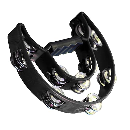 Generic Half Moon Hand Tamburin, Langlebiges Griff Design Kreativität und Fantasie Inspirierende Hand Tamburinglocke Kunststoff Multifunktional Tragbar für Konzert (Black) von Generic