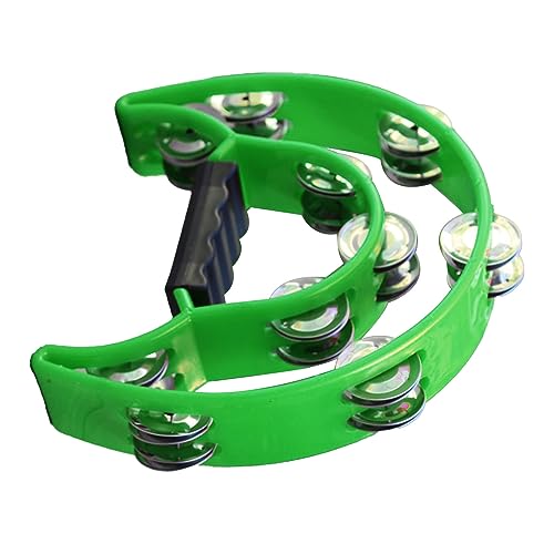 Generic Half Moon Hand Tamburin, Langlebiges Griff Design Kreativität und Fantasie Inspirierende Hand Tamburinglocke Kunststoff Multifunktional Tragbar für Konzert (Green) von Generic