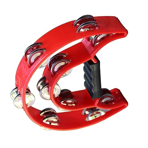 Generic Half Moon Hand Tamburin, Langlebiges Griff Design Kreativität und Fantasie Inspirierende Hand Tamburinglocke Kunststoff Multifunktional Tragbar für Konzert (Rot) von Generic