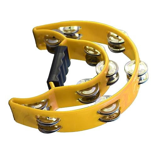 Generic Half Moon Hand Tamburin, Langlebiges Griff Design Kreativität und Fantasie Inspirierende Hand Tamburinglocke Kunststoff Multifunktional Tragbar für Konzert (Yellow) von Generic