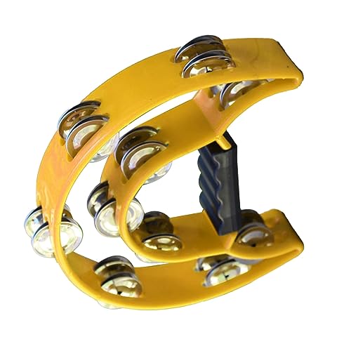 Generic Half Moon Hand Tamburin, Langlebiges Griff Design Kreativität und Fantasie Inspirierende Hand Tamburinglocke Kunststoff Multifunktional Tragbar für Konzert (Yellow) von Generic