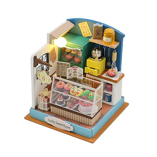 Generic Handgefertigtes Miniatur Puppenhaus, Kleines Puppenhaus Modell mit LED Lichtern, Kreative Moderne Inneneinrichtung, Einfach zu Montierende 3D Puzzles, Stil d von Generic