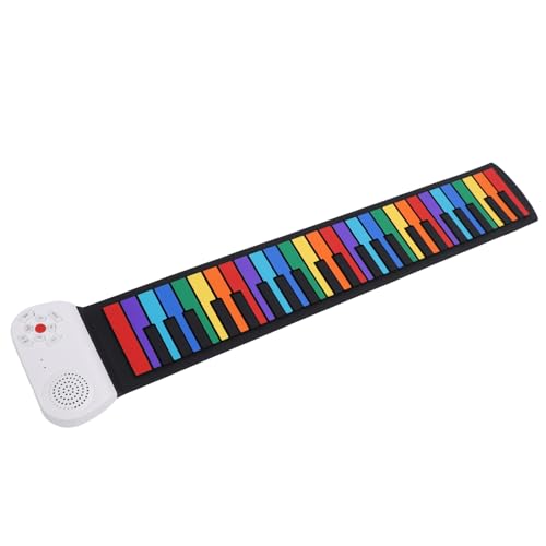 Generic Handroll Klavier -Tastatur, Wiederaufladbare Musikausbildung 49 Tasten Roll -up Klavier Locken Realistische Sound für Anfänger für zu Hause an (Farbenfrohe Schlüssel) von Generic