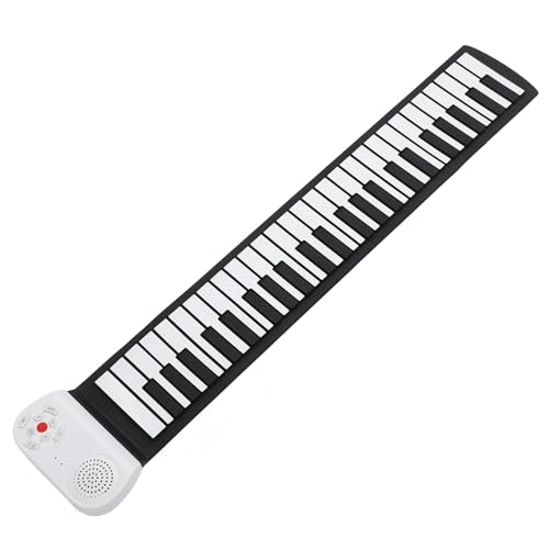 Generic Handroll Klavier -Tastatur, Wiederaufladbare Musikausbildung 49 Tasten Roll -up Klavier Locken Realistische Sound für Anfänger für zu Hause an (Schwarze und weiße Schlüssel) von Generic