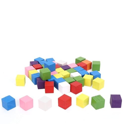 Generic Holzbausteine, Farbige Block 2 Sätze Farbiger Block Set Kiefernholz Geometrie Erleuchtung Frühschulspielzeug (15 mm 50 Stück) von Generic