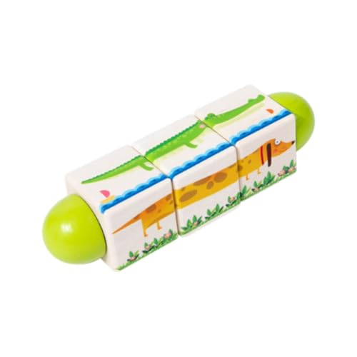 Generic Holzblock Puzzle Frühschulbildung Netter Hirnteaser für Kinder Jungen Und Mädchen Geburtstagsgeschenke, Tiergrün von Generic