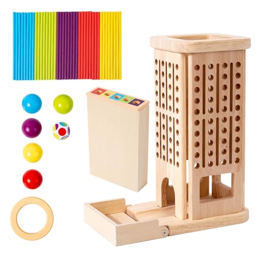 Generic Holzbrettspiel, Farbenfrohe Montessory Sticks Dice Math Educational Toys mit Stand und Holzstöcken Zählen Spielzeug für Kinderfamilie von Generic