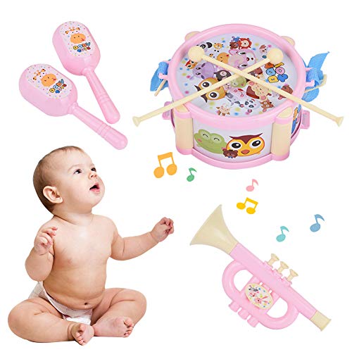 Generic Kids Set, -Schlagzeug-Percussion-Set, Fall-resistentes Plastik für Kleine Mädchen Baby Junge (PINK) von Generic