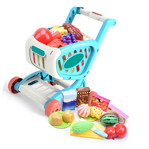Generic Kids Shopping Trolley Set, Lebensmittel Im Einkaufszauberer Spielen Set Educational for Home for Boys Girls (Blue) von Generic