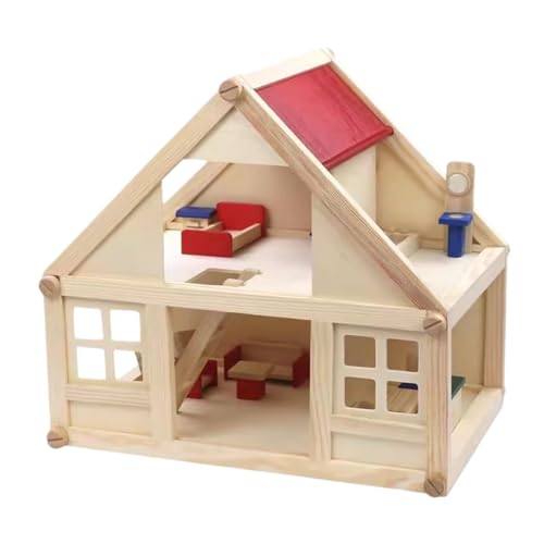 Generic Kinder Puppenhaus Aus Holz, Zweischichtiges Miniaturhaus für Kinder Ab 3 Jahren Generic Kinder Puppenhaus Aus Holz, Zweischichtiges Miniaturhaus für Kinder Ab 3 Jahren von Generic