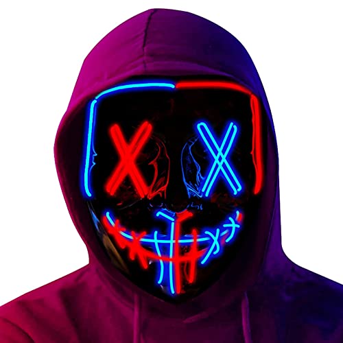 LED Halloween Maske, LED Purge Maske mit 3 Beleuchtungsmodi, Carnival LED Halloween Leuchtmaske, Halloween Scary Mask, für Karneval, Halloween, Cosplay und Partys von Generic