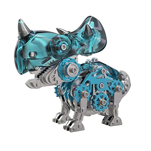 Generic Mechanische Modellbausätze, 3D Metall Dinosaurier Serie Triceratops Modell, Steampunk Sammelbares Spielzeug Dekoration, Kunsthandwerk Geschenk Spielzeug - 160+Stück/Blau von Generic