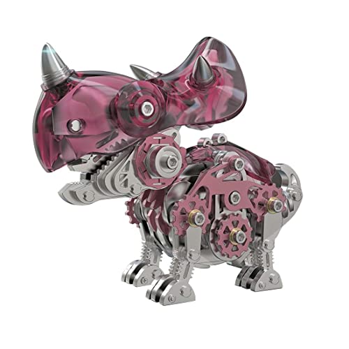 Generic Mechanische Modellbausätze, 3D Metall Dinosaurier Serie Triceratops Modell, Steampunk Sammelbares Spielzeug Dekoration, Kunsthandwerk Geschenk Spielzeug - 160+Stück/Rosa von Generic