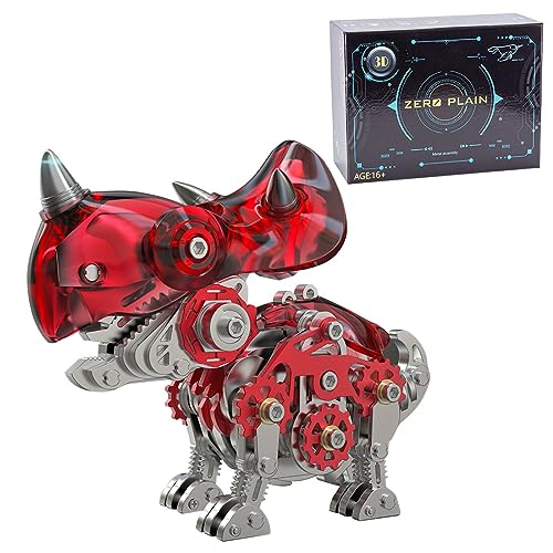 Generic Mechanische Modellbausätze, 3D Metall Dinosaurier Serie Triceratops Modell, Steampunk Sammelbares Spielzeug Dekoration, Kunsthandwerk Geschenk Spielzeug - 160+Stück/Rot von Generic