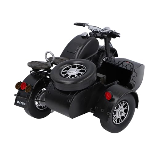 Generic Motorradmodell, Herren Office Decor Motorrad Vintage Trike Motorradmodellmodell Simulation Retro Dreirad Sidecar Motorrad für Tischbuchregal Office Desk Dekoration (Black) von Generic