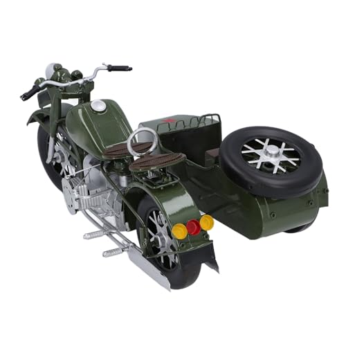 Generic Motorradmodell, Herren Office Decor Motorrad Vintage Trike Motorradmodellmodell Simulation Retro Dreirad Sidecar Motorrad für Tischbuchregal Office Desk Dekoration (Green) von Generic