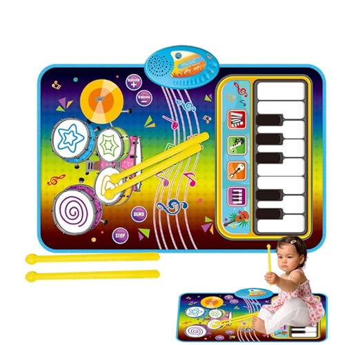 Generic Musikspielmatte für Kinder,Musikspielmatte - 2-in-1 Touch-Spielmatten-Pads,Pädagogische Sinnesspielzeuge, Geburtstagsgeschenk für Jungen im Alter von 1–6 Jahren von Generic