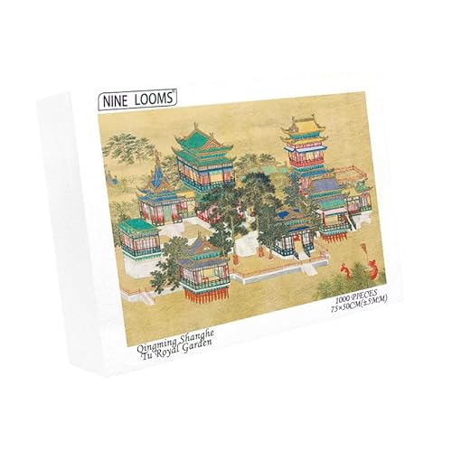 Generic Nine Looms 1000-teiliges Puzzle für Erwachsene, Zhang Zeduan – entlang des Flusses während des Qingming-Festivals, königlicher Garten – Premium-Qualität, klassische chinesische Kunst, von Generic